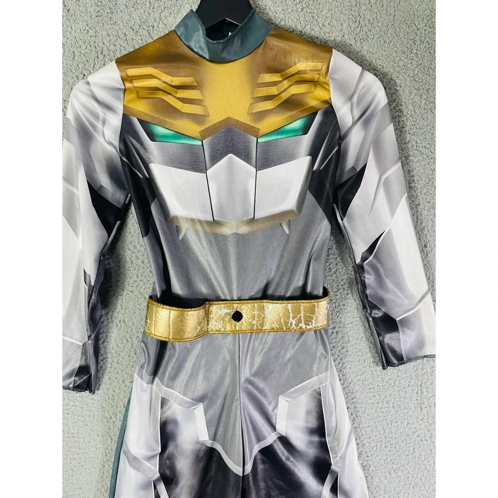 Power Rangers Robo Knight Costume Kids M 7-8 Megaforce Gray Gold Suit